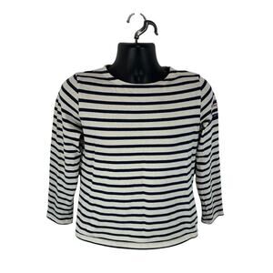 Saint James L’atelier Longsleeve Striped Tee Size US 8 Navy White Preppy